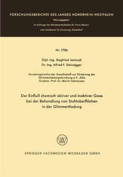 Der Einfluß chemisch aktiver und inaktiver Gase bei der Behandlung von Stahloberflächen in der Glimmentladung (eBook, PDF) - Jentzsch, Siegfried