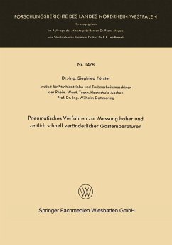 Pneumatisches Verfahren zur Messung hoher und zeitlich schnell veränderlicher Gastemperaturen (eBook, PDF) - Förster, Siegfried