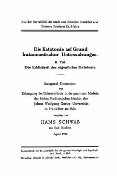 Die Katatonie auf Grund katamnestischer Untersuchungen (eBook, PDF) - Schwab, Hans