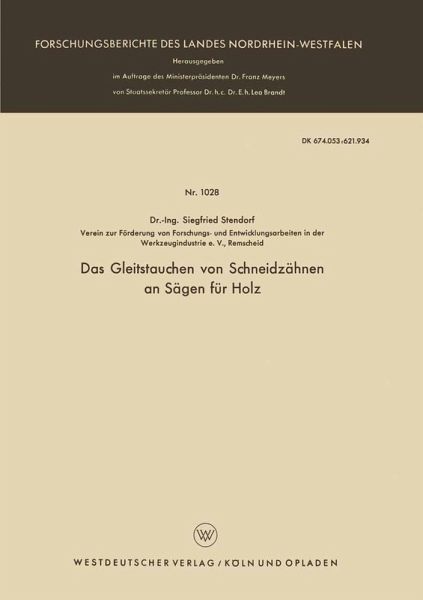 Das Gleitstauchen von Schneidzähnen an Sägen für Holz (eBook, PDF)