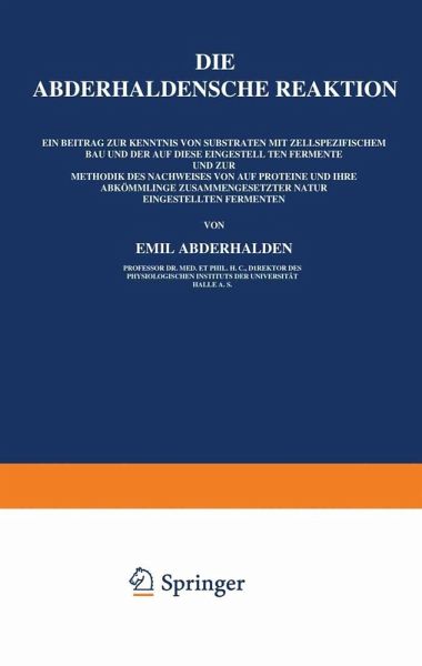 Die Abderhaldensche Reaktion (eBook, PDF)