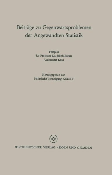 Beiträge zu Gegenwartsproblemen der Angewandten Statistik (eBook, PDF)