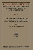 Zur Elementaranalyse der Relativitätstheorie (eBook, PDF)
