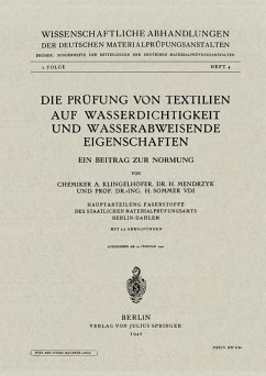 Die Prüfung von Textilien auf Wasserdichtigkeit und wasserabweisende Eigenschaften (eBook, PDF) - Klingelhöfer, A.; Mendrzyk, H.; Sommer, H.