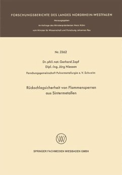Cover Rückschlagsicherheit von Flammensperren aus Sintermetallen (eBook, PDF)