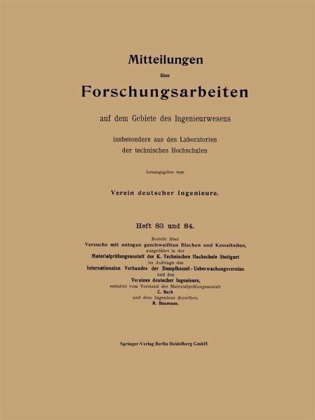Mitteilungen über Forschungsarbeiten auf dem Gebiete des Ingenieurwesens (eBook, PDF)