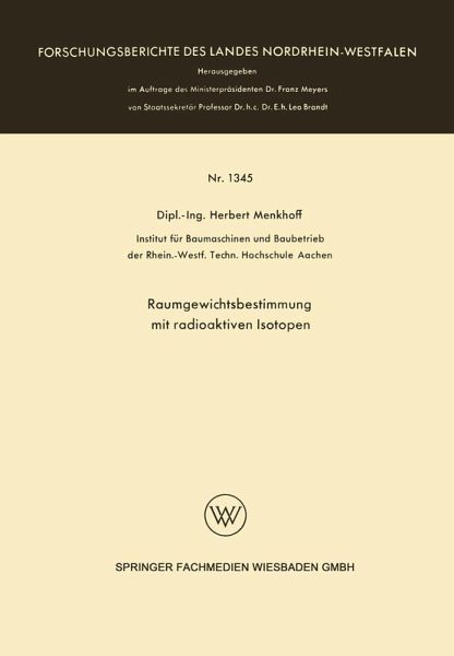 Raumgewichtsbestimmung mit radioaktiven Isotopen (eBook, PDF)