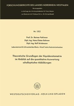 Cover Theoretische Grundlagen der Äquidensitometrie im Hinblick auf die quantitative Auswertung schalloptischer Abbildungen (eBook, PDF)