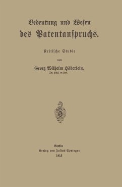 Cover Bedeutung und Wesen des Patentanspruchs (eBook, PDF)