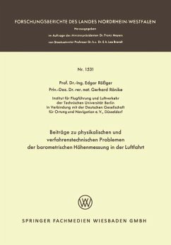 Beiträge zu physikalischen und verfahrenstechnischen Problemen der barometrischen Höhenmessung in der Luftfahrt (eBook, PDF) - Rößger, Edgar