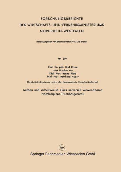 Aufbau und Arbeitsweise eines universell verwendbaren Hochfrequenz-Titrationsgerätes (eBook, PDF)