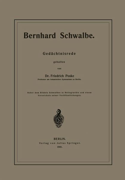 Bernhard Schwalbe. Gedächtnisrede (eBook, PDF)