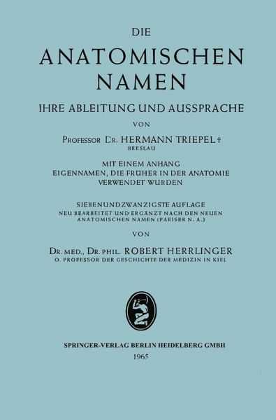 Die anatomischen Namen (eBook, PDF)