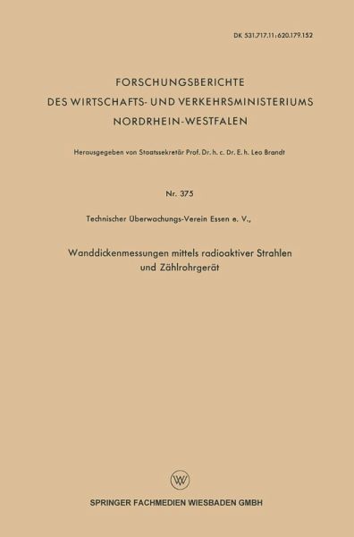 Wanddickenmessungen mittels radioaktiver Strahlen und Zählrohrgerät (eBook, PDF)