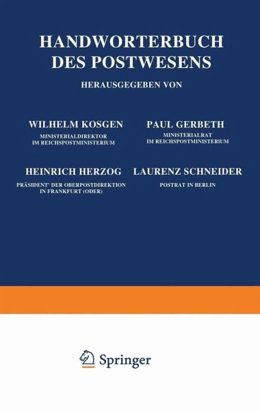 Handwörterbuch des Postwesens (eBook, PDF)