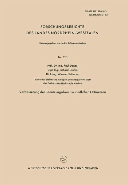 Verbesserung der Benutzungsdauer in ländlichen Ortsnetzen (eBook, PDF)