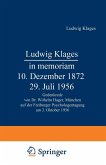 Ludwig Klages in memoriam - 10. Dezember 1872 - 29. Juli 1956 (eBook, PDF)