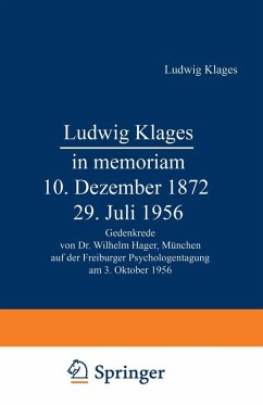 Cover Ludwig Klages in memoriam - 10. Dezember 1872 - 29. Juli 1956 (eBook, PDF)