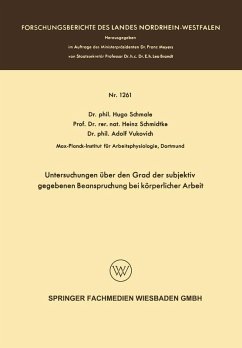 Untersuchungen über den Grad der subjektiv gegebenen Beanspruchung bei körperlicher Arbeit (eBook, PDF) - Schmale, Hugo