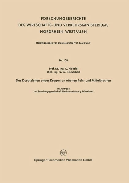 Das Durchziehen enger Kragen an ebenen Fein- und Mittelblechen (eBook, PDF)