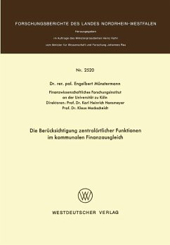 Die Berücksichtigung zentralörtlicher Funktionen im kommunalen Finanzausgleich (eBook, PDF) - Münstermann, Engelbert