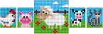 Pixel Bastelset 18 Huhn, Schwein, Kuh, Katze, Schaf