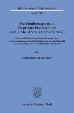 Das Sonderungsverbot für private Ersatzschulen (Art. 7 Abs. 4 Satz 3 Halbsatz 2 GG) - Brosius-Gersdorf, Frauke