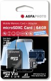 AgfaPhoto MicroSDXC UHS I 64GB Prof. High Speed U3 V30 A1