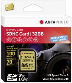 AgfaPhoto SDHC UHS I 32GB Professional High Speed U3 V30