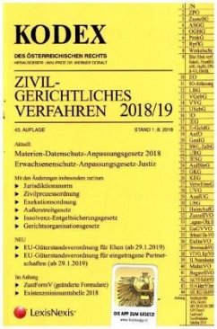 Cover KODEX Zivilgerichtliches Verfahren 2018/19