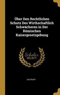 Über Den Rechtlichen Schutz Des Wirthschaftlich Schwächeren in Der Römischen Kaisergesetzgebung