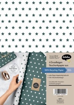 Geschenkpapier-Set Sterne (grün/weiß)