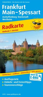 PUBLICPRESS Radkarte Frankfurt - Main - Spessart, Aschaffenburg - Darmstadt, Wertheim