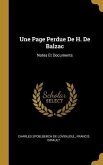Une Page Perdue De H. De Balzac: Notes Et Documents