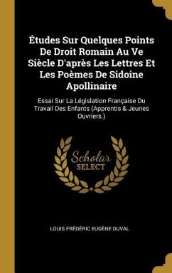 Études Sur Quelques Points De Droit Romain Au Ve Siècle D'après Les Lettres Et Les Poèmes De Sidoine Apollinaire - Duval, Louis Frédéric Eugène