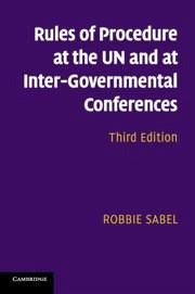 Rules of Procedure at the Un and at Inter-Governmental Conferences - Sabel, Robbie