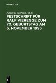 Festschrift für Ralf Vieregge zum 70. Geburtstag am 6. November 1995 (eBook, PDF)