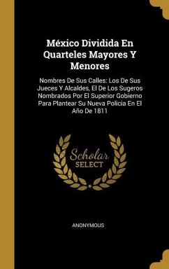 México Dividida En Quarteles Mayores Y Menores: Nombres De Sus Calles: Los De Sus Jueces Y Alcaldes, El De Los Sugeros Nombrados Por El Superior Gobie