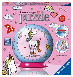 Ravensburger 11841 - Be Unicorn, Einhorn, 3D Puzzle Ball, 72 Teile