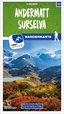 Cover Kümmerly+Frey Wanderkarte 33 Andermatt, Surselva 1:40.000