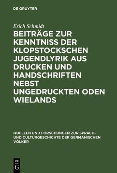 Cover Beiträge zur Kenntniss der Klopstockschen Jugendlyrik aus Drucken und Handschriften nebst ungedruckten Oden Wielands (eBook, PDF)