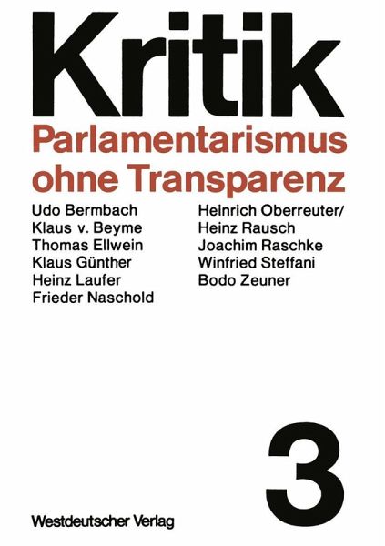 Parlamentarismus ohne Transparenz (eBook, PDF)