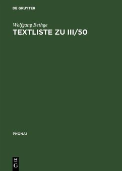 Textliste zu III/50 (eBook, PDF) - Bethge, Wolfgang