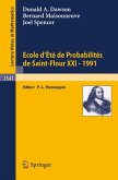 Ecole d'Ete de Probabilites de Saint-Flour XXI - 1991 (eBook, PDF)