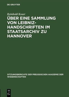 Cover Über eine Sammlung von Leibniz-Handschriften im Staatsarchiv zu Hannover (eBook, PDF)