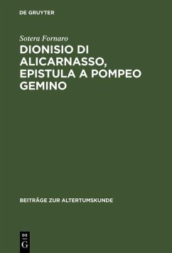 Dionisio di Alicarnasso, Epistula a Pompeo Gemino (eBook, PDF) - Fornaro, Sotera