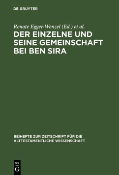 Cover Der Einzelne und seine Gemeinschaft bei Ben Sira (eBook, PDF)
