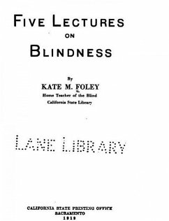 Five Lectures on Blindness (eBook, ePUB) - Foley, Kate M.