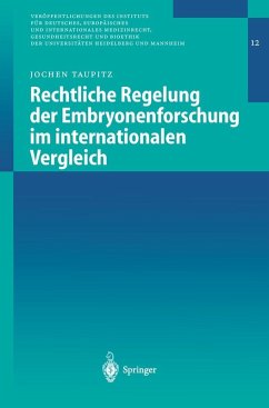 Cover Rechtliche Regelung der Embryonenforschung im internationalen Vergleich (eBook, PDF)