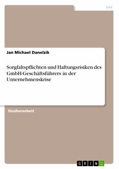 Sorgfaltspflichten und Haftungsrisiken des GmbH-Geschäftsführers in der Unternehmenskrise (eBook, PDF) - Danelzik, Jan Michael